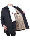 Single Breasted Car Coat Navy - BURBERRY - BALAAN.