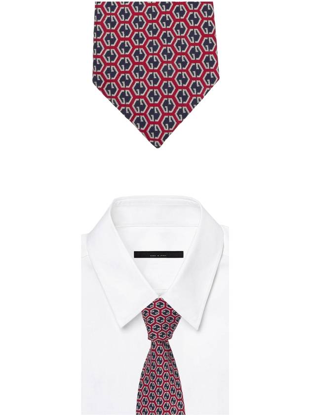 Men's GG Logo Pattern Slim Silk Tie Red - GUCCI - BALAAN.