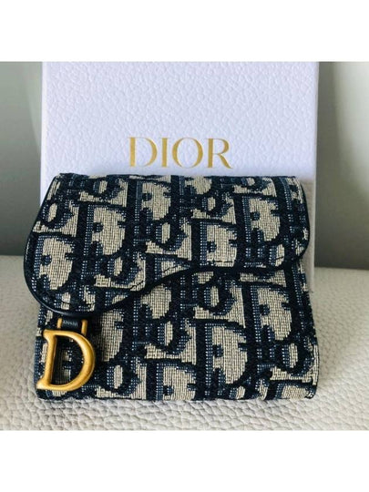 Saddle Lotus Wallet Blue  Oblique Jacquard - DIOR - BALAAN 2