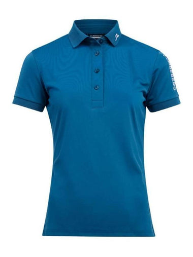 Tour Tech Short Sleeve Polo Shirt Blue Moroccan - J.LINDEBERG - BALAAN 1