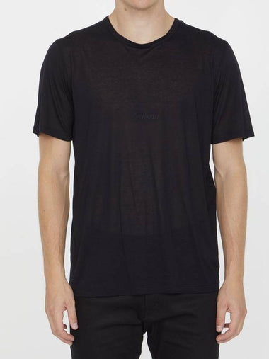 Basic Short Sleeve T-Shirt Black - SAINT LAURENT - BALAAN 1