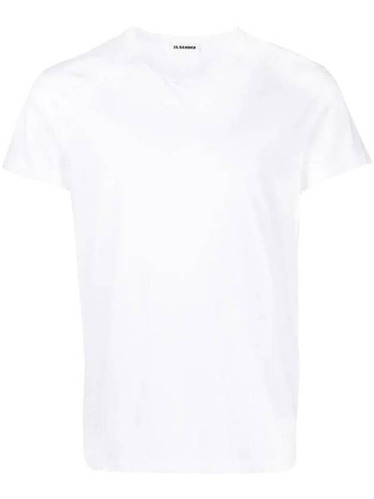 V-neck Short Sleeve T-Shirt White - JIL SANDER - BALAAN 1