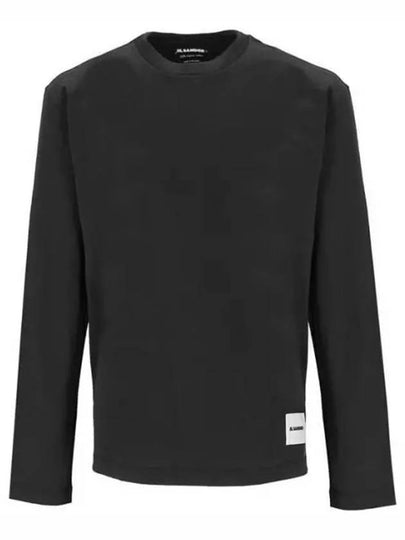 Logo Patch Crew Neck Cotton Long Sleeve T-Shirt Black - JIL SANDER - BALAAN 2