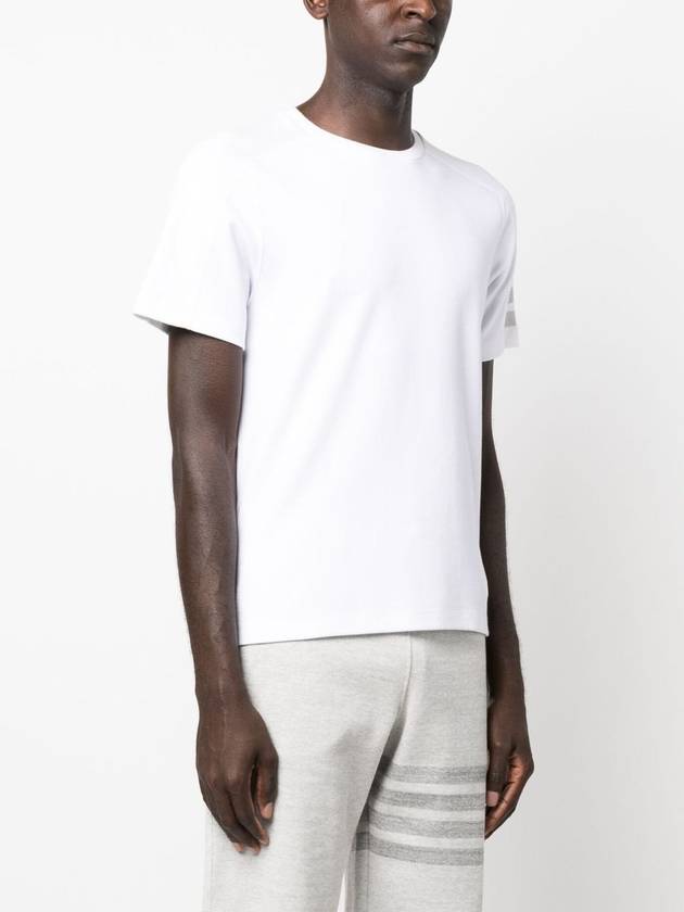 4-Bar Striped Cotton Short Sleeve T-Shirt White - THOM BROWNE - BALAAN 4