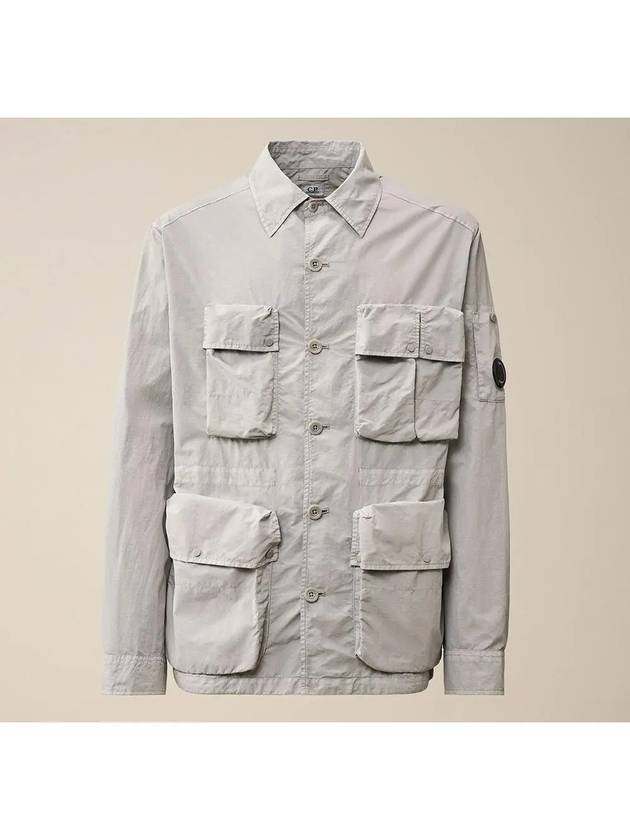 Flat Nylon Utility Over Long Sleeve Shirt Grey - CP COMPANY - BALAAN 3