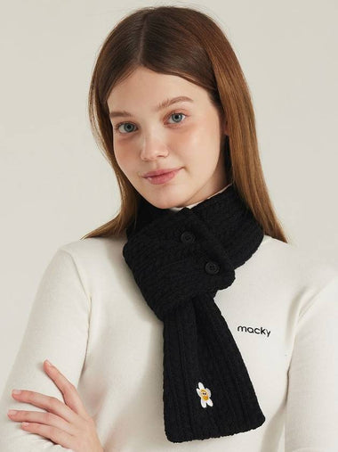 Women s Point Button Knit Muffler Black MCWT24NW2BK - MACKY - BALAAN 1