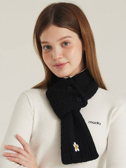 Point Button Knit Muffler Black - MACKY - BALAAN 2