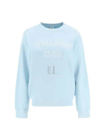 Wellness Club Flock Crew Neck Cotton Sweatshirt Baby Blue - SPORTY & RICH - BALAAN 2