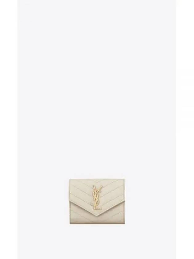 Matelasse Monogram Quilting Flap Half Wallet Blanc Vintage - SAINT LAURENT - BALAAN 2