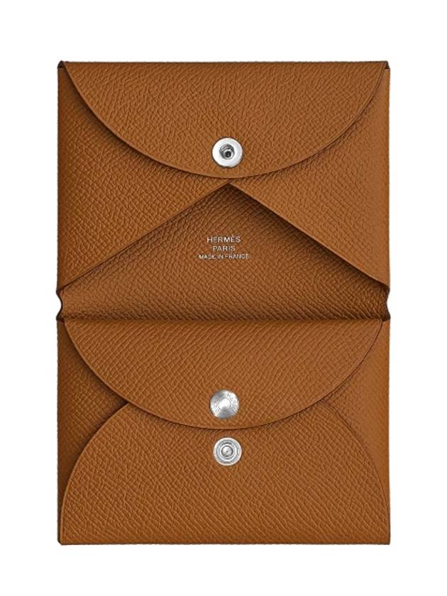 Card Wallet Appsong Goatskin Palladium Calvi Duo Brown - HERMES - BALAAN 8