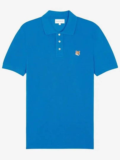 Fox Head Patch Cotton Polo Shirt Blue - MAISON KITSUNE - BALAAN 2