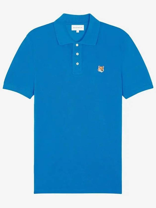 Fox Head Patch Cotton Polo Shirt Blue - MAISON KITSUNE - BALAAN 2