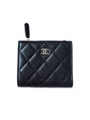 Calfskin Plain Folding Wallet Logo Folding Wallets Black - CHANEL - BALAAN 1