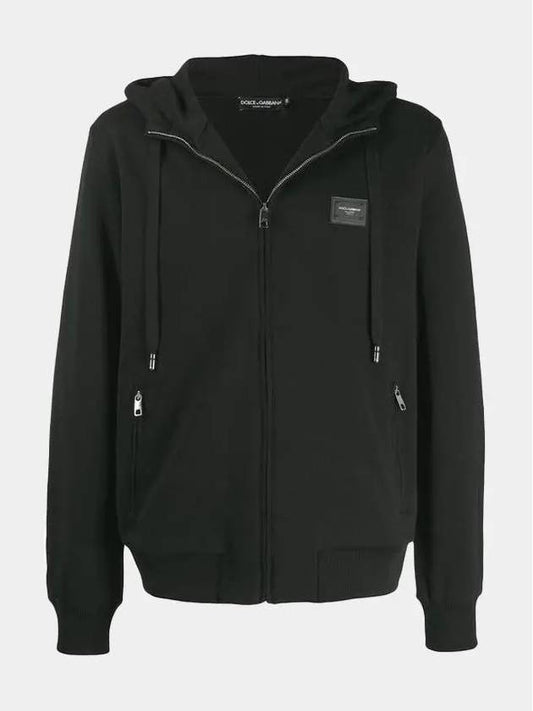 Logo Detail Zip Up Hoodie Black - DOLCE&GABBANA - BALAAN 2