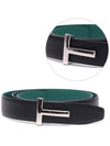 Silver Hardware T Logo Reversible Leather Belt Green Black - TOM FORD - BALAAN 2