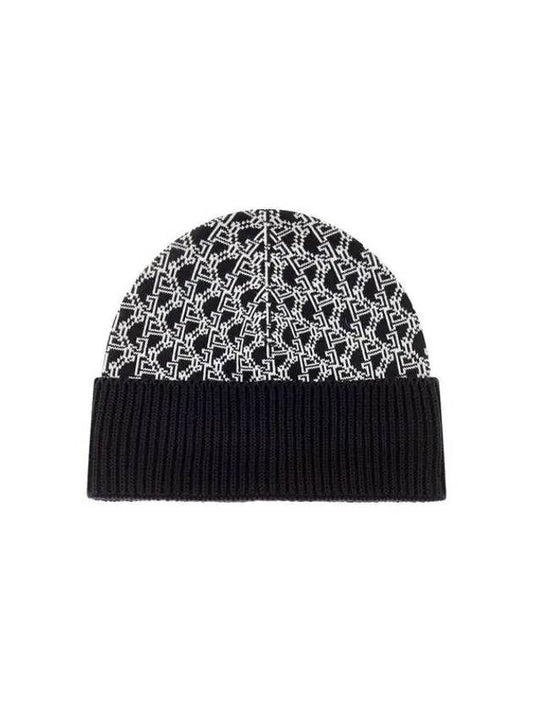 Men s Jacquard Cotton Knit Hat Dark Navy 270024 - GIORGIO ARMANI - BALAAN 1