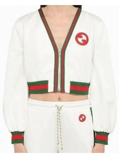 Cropped Web Jacket White - GUCCI - BALAAN 2