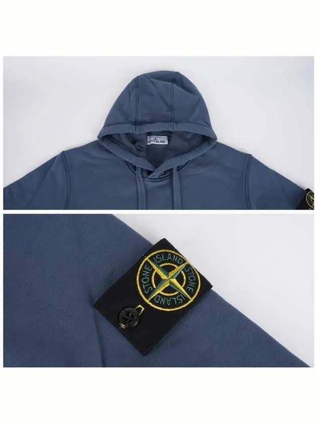 Logo Patch Cotton Fleece Hoodie Blue - STONE ISLAND - BALAAN 6