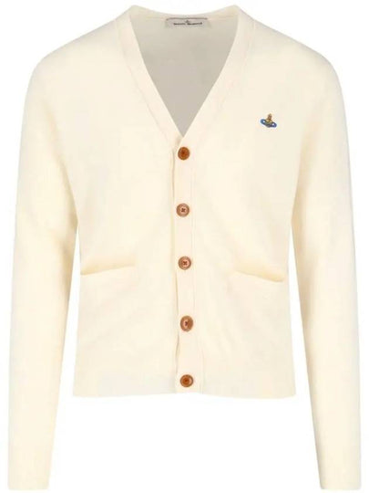 Embroided Logo Button Wool Cardigan Natural - VIVIENNE WESTWOOD - BALAAN 2