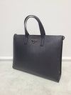 Black Saffiano triangle logo leather men s tote bag - PRADA - BALAAN 3