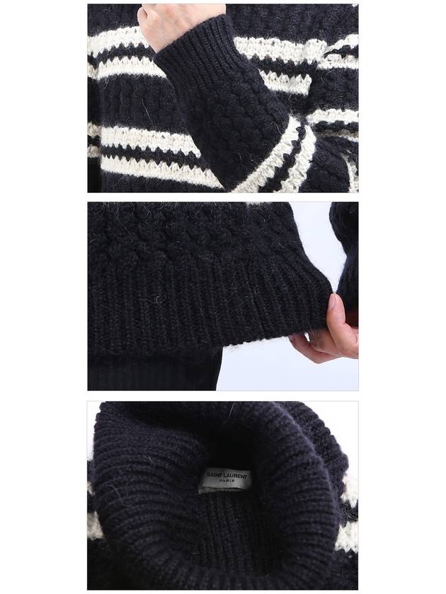 Striped Wool Turtleneck Black - SAINT LAURENT - BALAAN 6