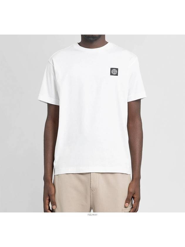 Logo Patch Cotton Short Sleeve T-Shirt White - STONE ISLAND - BALAAN 3