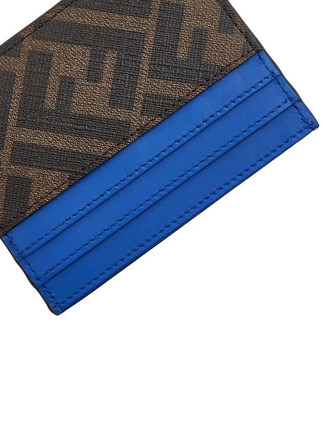 Diagonal FF Canvas Leather Card Wallet Blue - FENDI - BALAAN 8