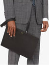 A4 Pouch CD Icon Signature Grained Calfskin Clutch Bag Black - DIOR - BALAAN.