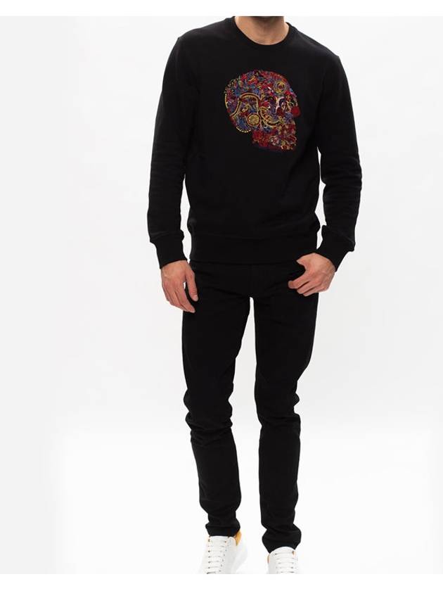 650434 QQZ69 0901 Motif Skull Sweatshirt Sweatshirt Black Men's T-shirt TJ - ALEXANDER MCQUEEN - BALAAN 6