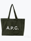 Lou Logo Print Horizontal Corduroy Tote Bag Forest Green - A.P.C. - BALAAN 2