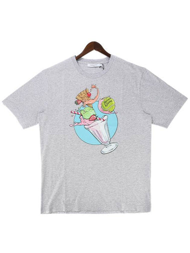 Men s Short Sleeve T Shirt KM00141KJ0008 LIGHT GRAY MELANGE - MAISON KITSUNE - BALAAN 1