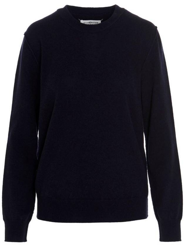 back stitch cashmere knit top navy - MAISON MARGIELA - BALAAN.