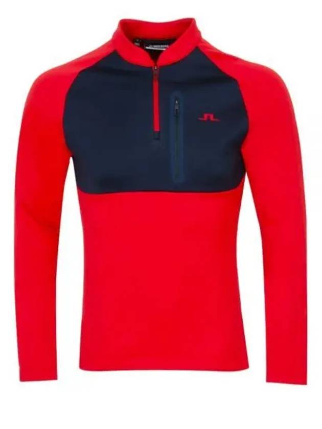 Adam Quarter Zip Mid Layer Long Sleeve T-Shirt Barbados Cherry - J.LINDEBERG - BALAAN 2