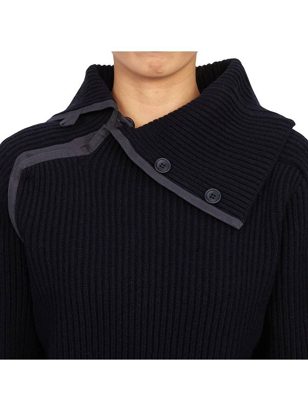 La Maille Vega Asymmetric Mock Neck Wool Knit Top Navy - JACQUEMUS - BALAAN 11