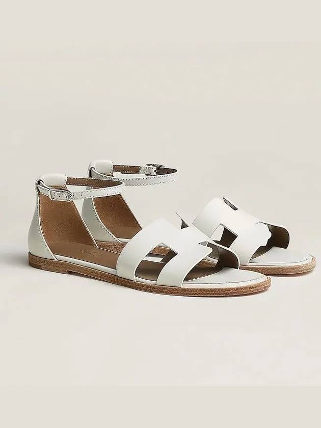 Santorini Calfskin Sandals Blanc - HERMES - BALAAN 2