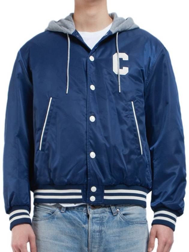 Oversized Teddy Nylon Hooded Jacket Navy - CELINE - BALAAN 2