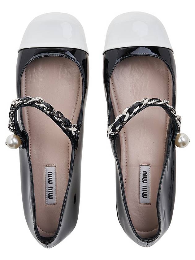 patent leather ballerina black white - MIU MIU - 7