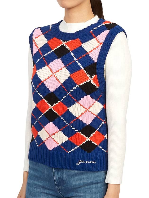 Graphic Cotton Vest Blue - GANNI - BALAAN 5