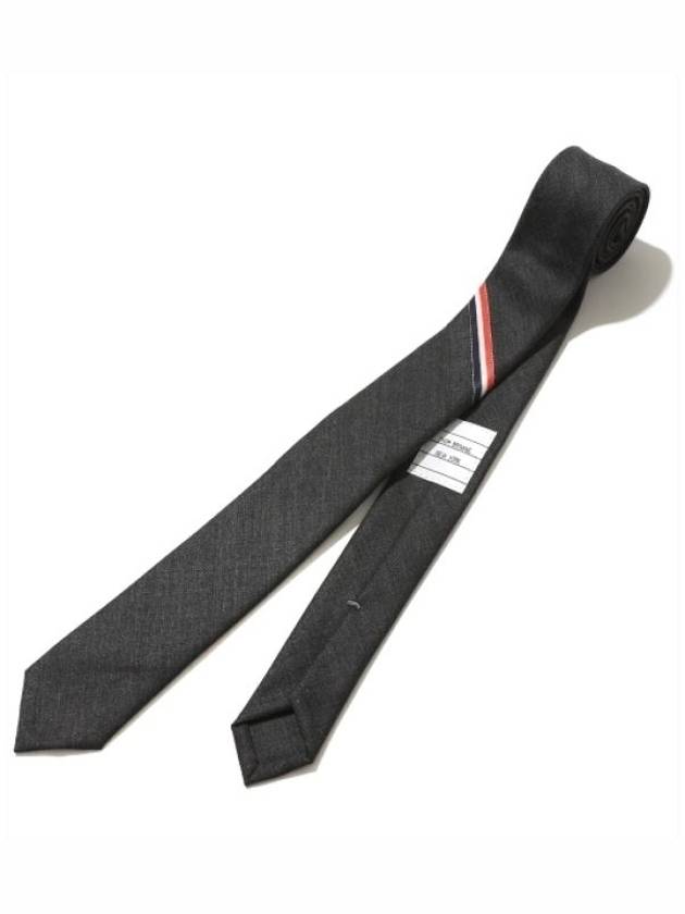 Three Stripes Classic RWB Selvage Super 120 Count Wool Tie Dark Grey - THOM BROWNE - BALAAN 3