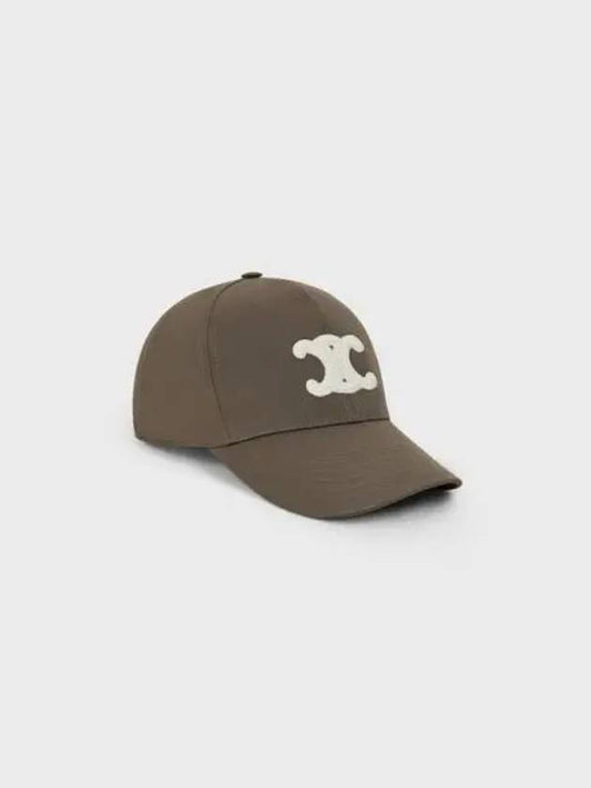 Triomphe Baseball Cap Cotton Dark Taupe 2AUT6969P 18DT - CELINE - BALAAN 1