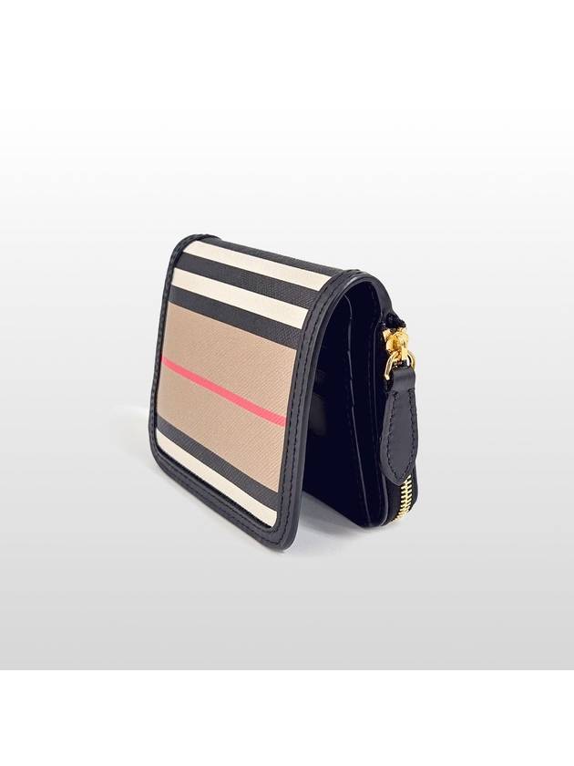 Burberry Icon Stripe Leather Zipper Half Wallet 8032955 - BURBERRY - BALAAN 4