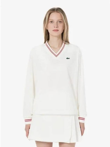 Women s Woven V neck Piste T shirt SF801E 54N 70V Domestic Product GQ2N24082972757 - LACOSTE - BALAAN 1