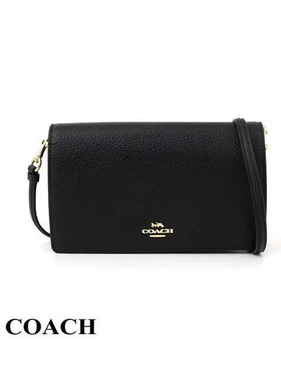 Anna Foldover Clutch Cross Bag Black - COACH - BALAAN 2