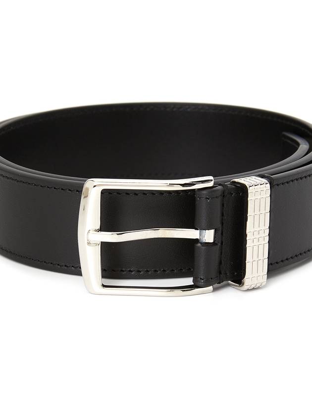 Engraved Logo Leather Belt Black - BURBERRY - BALAAN 7