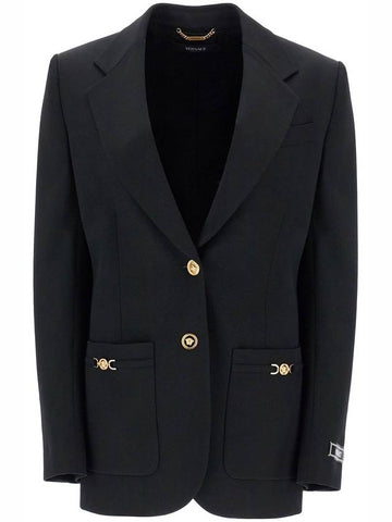 single-breasted wool stretch blazer - VERSACE - BALAAN 1