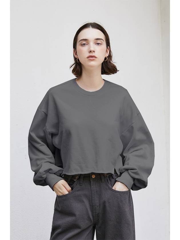 Volume Crop Sweatshirt Charcoal - ARIFF - BALAAN 1