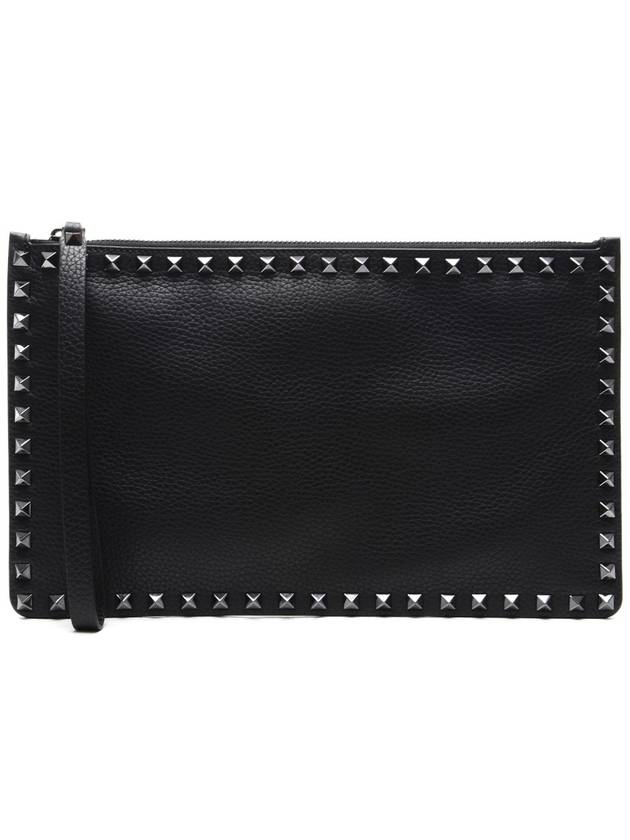 Men's Rockstud Clutch Bag Black - VALENTINO - BALAAN.