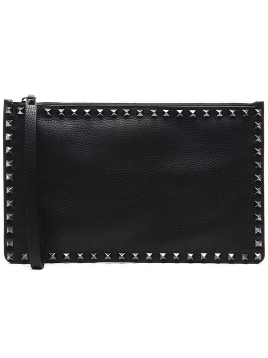 Men's Rockstud Clutch Bag Black - VALENTINO - BALAAN 2