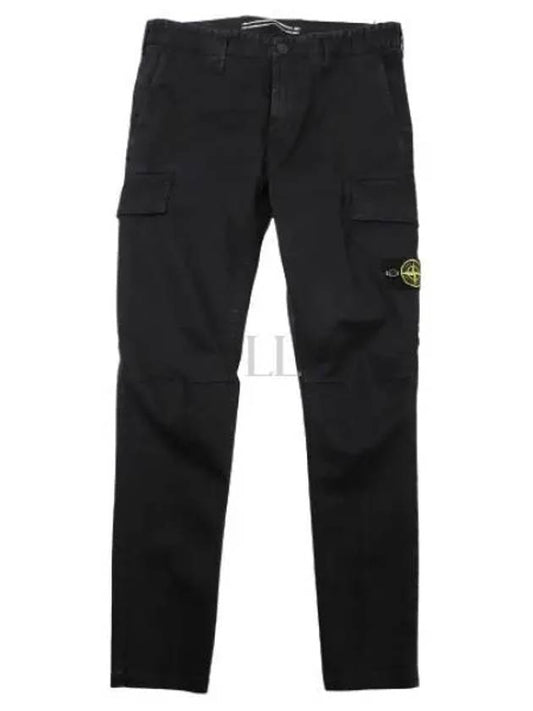 Men's Wappen Logo Cargo Straight Pants Black - STONE ISLAND - BALAAN 2