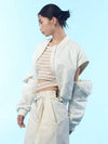 Sleeve Detouchable Reversible MA 1 Jacket Ivory - REAL ME ANOTHER ME - BALAAN 7